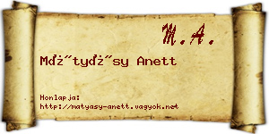 Mátyásy Anett névjegykártya